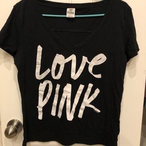 Pink V-neck T-shirt